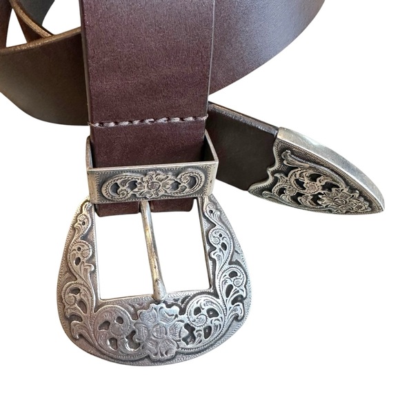 Silpada Designs Brown Western Italian Leather Belt Size M - Picture 3 of 8